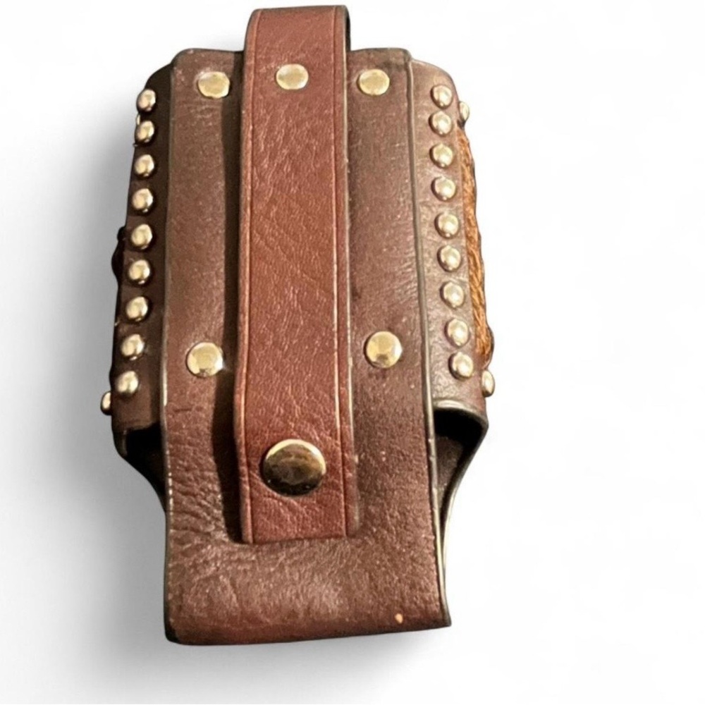 Vintage Western Leather Cowhide Lighter Case |Studded Leather Holder Heart - Picture 2 of 5